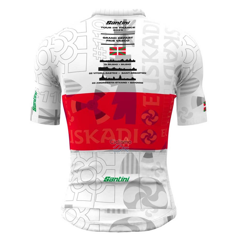 Tour DE Francia Ropa Ciclismo Culotte Corto 2023 Hombre Mangas Cortas Rojo Blanco